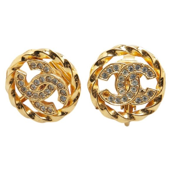 CHANEL Gold Logo Earrings - Picture 1 of 5